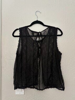 Victorias Secret Black Lace Tie Up Flowy Top / Cover Size Medium